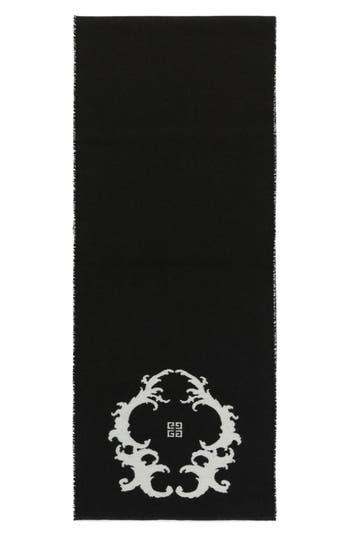 Givenchy Reversible Logo Wool Scarf In Black