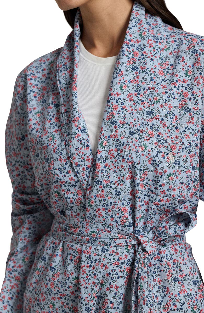 Polo Ralph Lauren Floral Cotton Long Robe, Alternate, color, Petite Floral