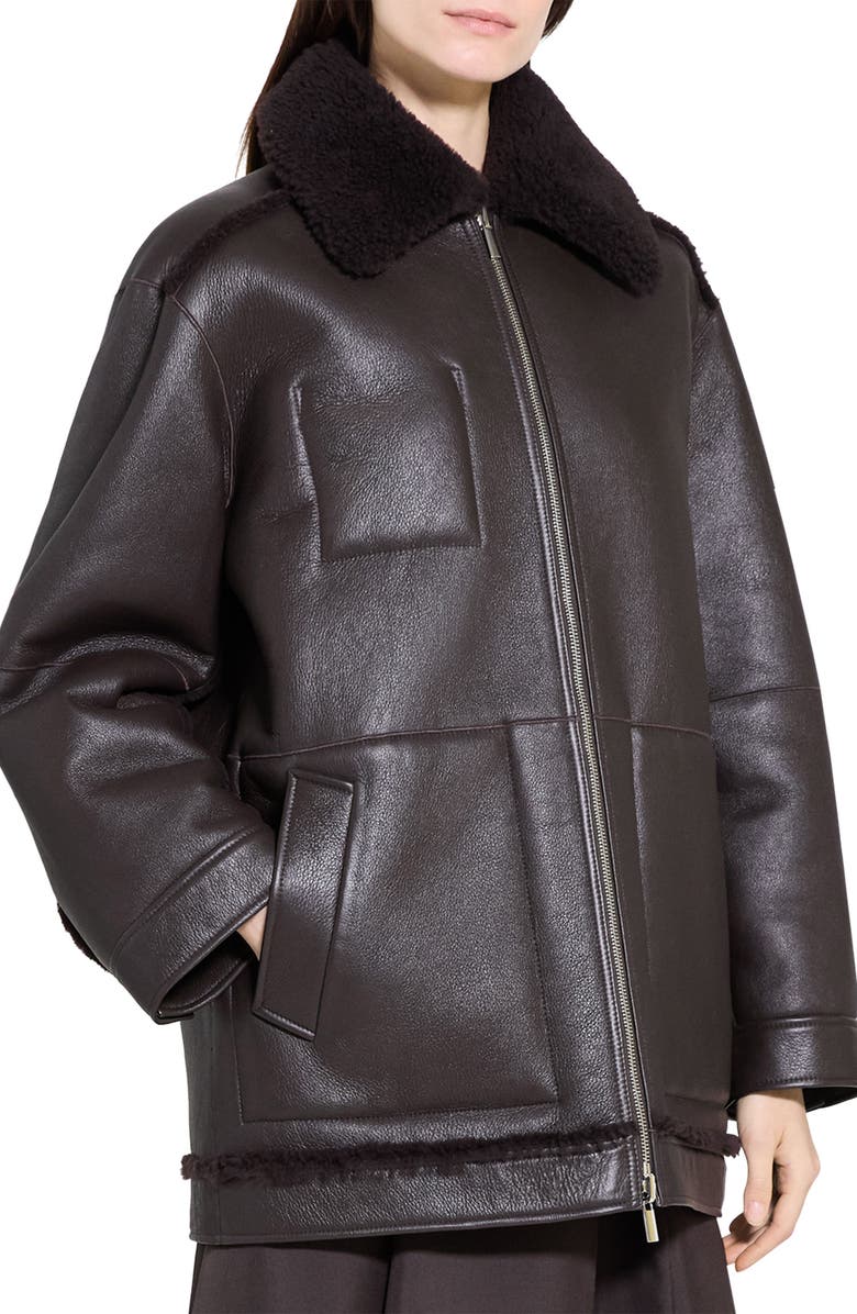 Theory Genuine Shearling Reversible Coat, Alternate, color, Cacao