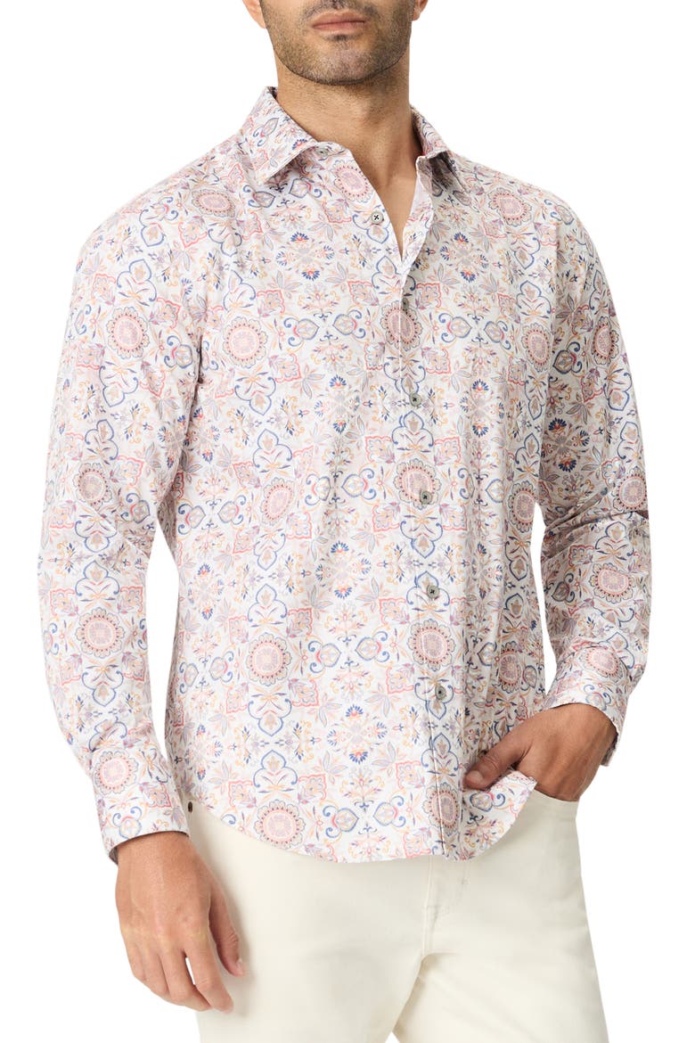 Fairview Stretch Cotton Button Up Shirt, Main, color, MULTI