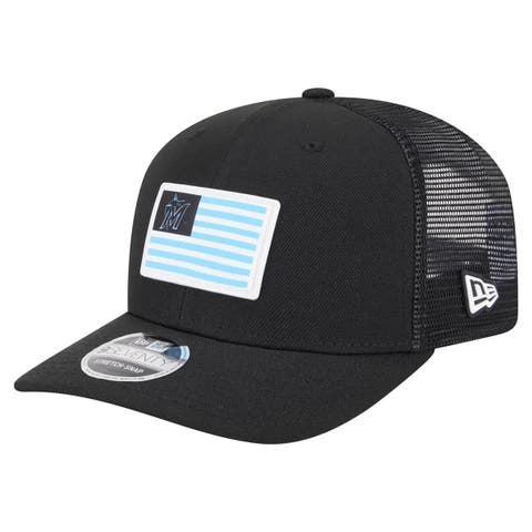 Men's New Era Black Miami Marlins Flag 9SEVENTY COOLERA Stretch-Snap Hat