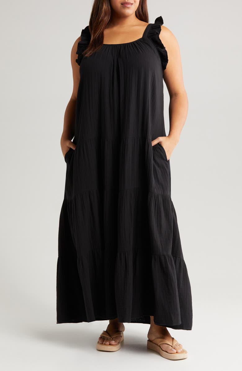 Caslon<sup>®</sup> Ruffle Strap Maxi Dress, Main, color, 
