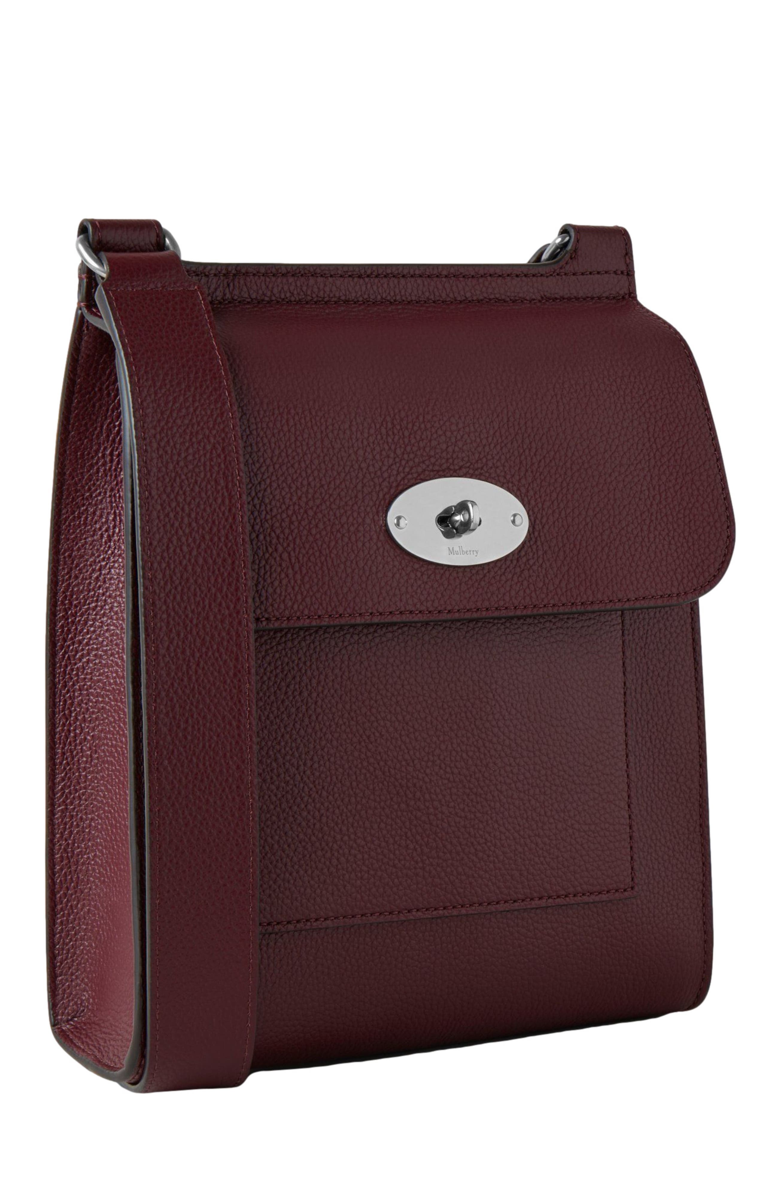 Mulberry Antony Leather Crossbody Bag, Alternate, color, Black Cherry