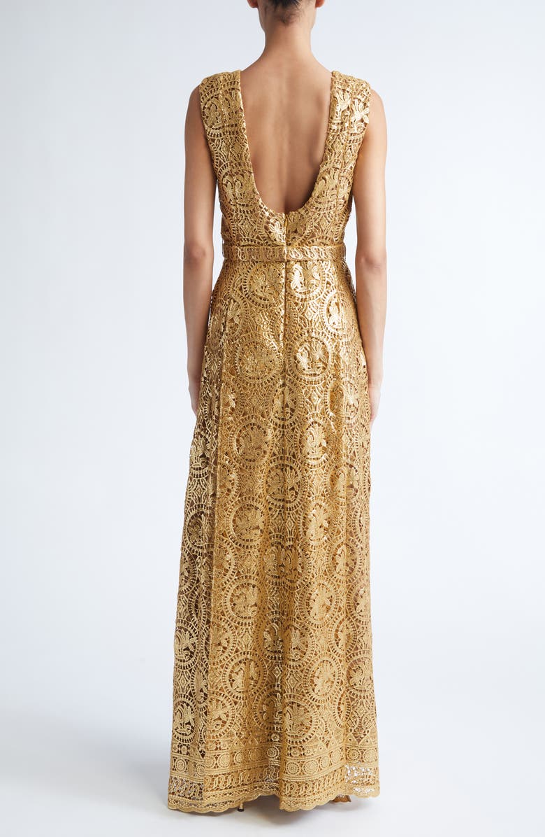 Emilia Wickstead Torres Metallic Guiure Lace Gown, Alternate, color, Gold