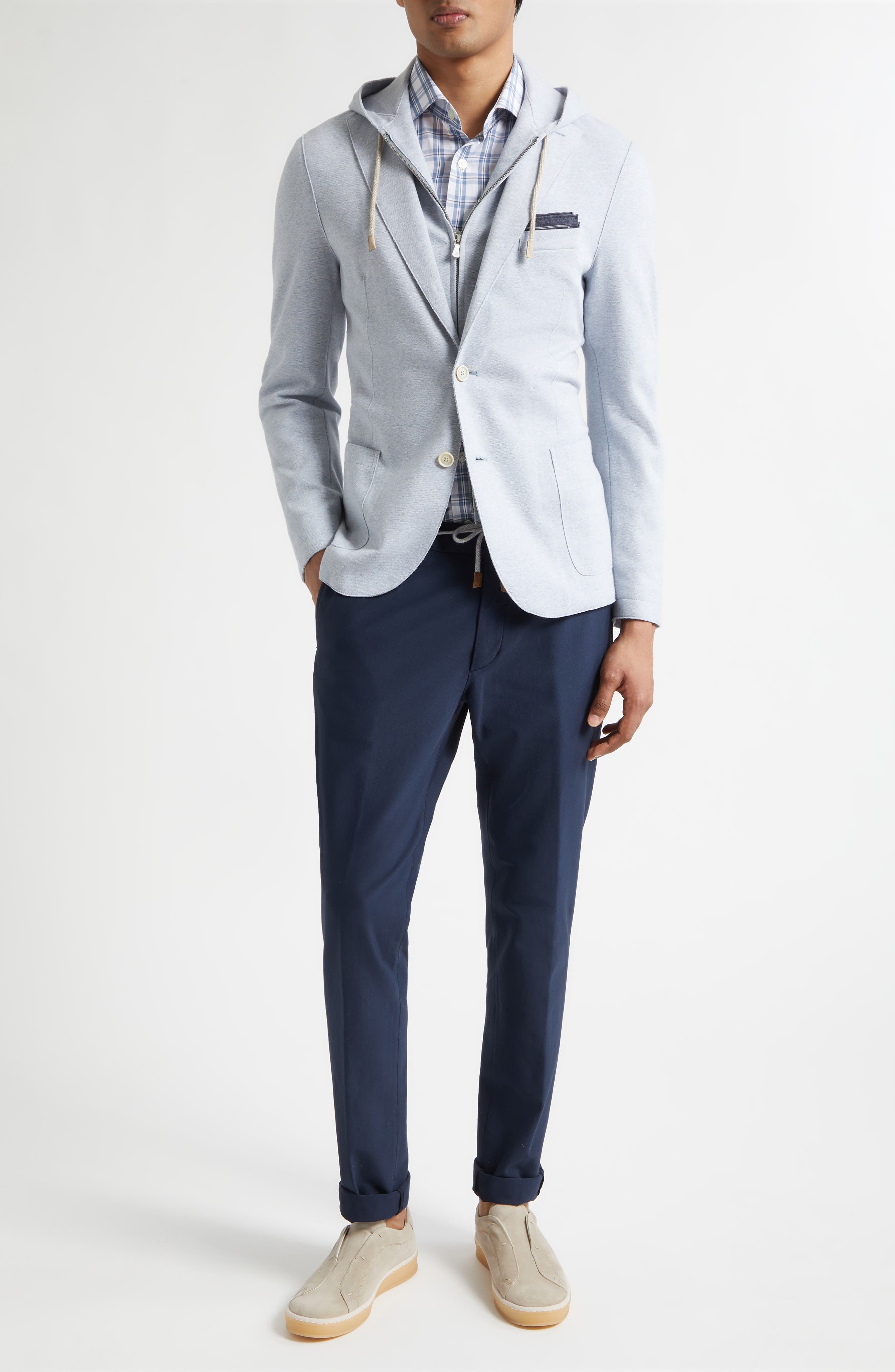 Dandy Collar Check Cotton & Linen Button-Up Shirt - image 4