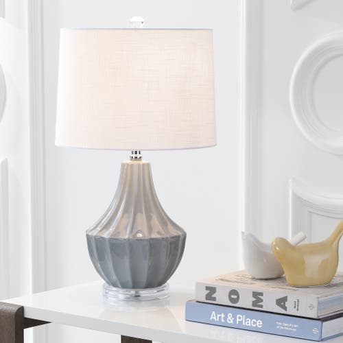 Jonathan Y Tate Ceramic Led Table Lamp In Gray