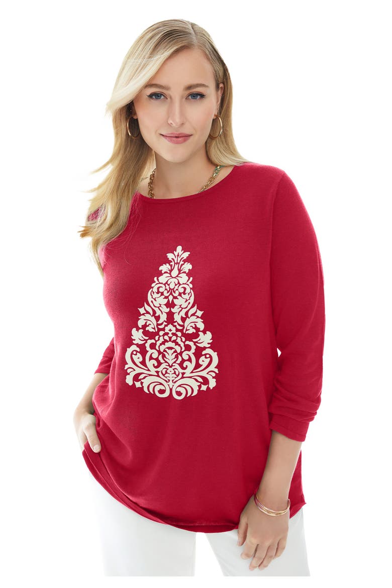 Holiday Motif Pullover, Main, color, CLASSIC RED CHRISTMAS TREE