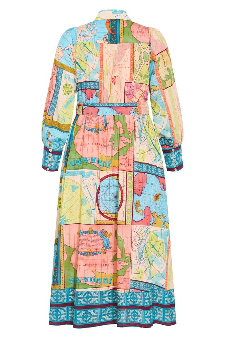 Paulo Map Print Long Sleeve Shirtdress, Alternate, color, WANDERLUST