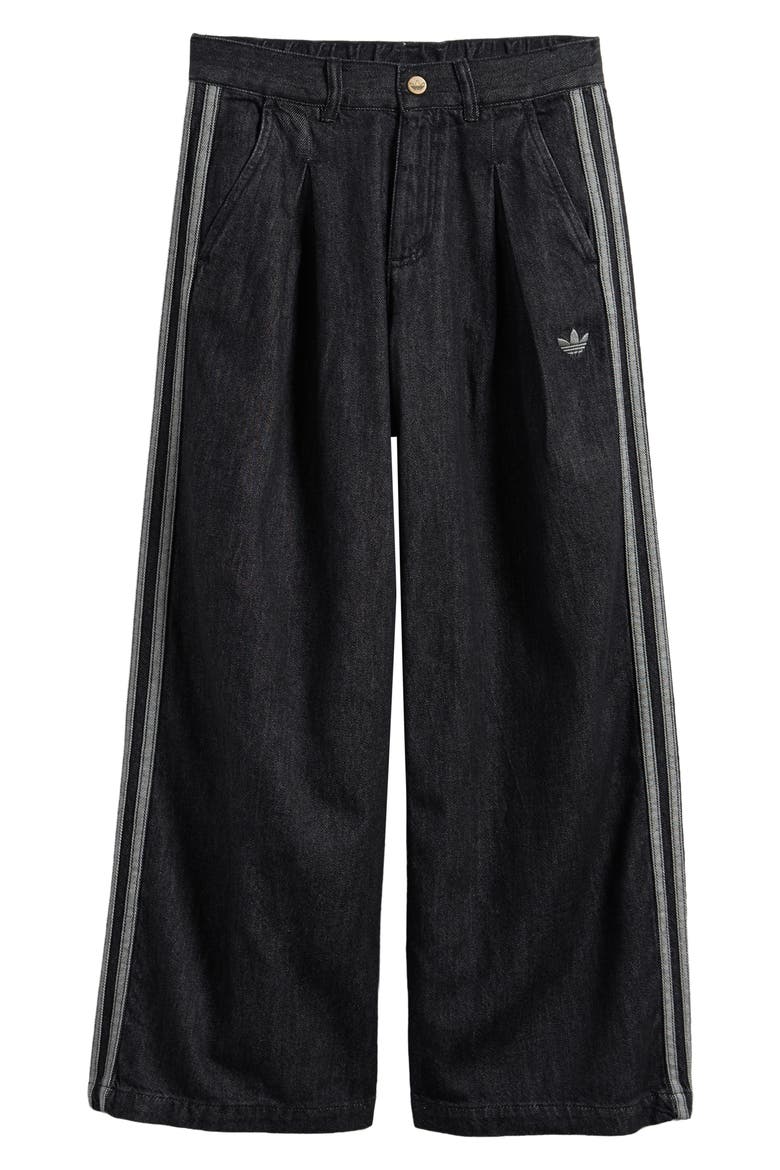 Kids' Pleated Wide Leg Jeans, Main, color, BLACK WASH