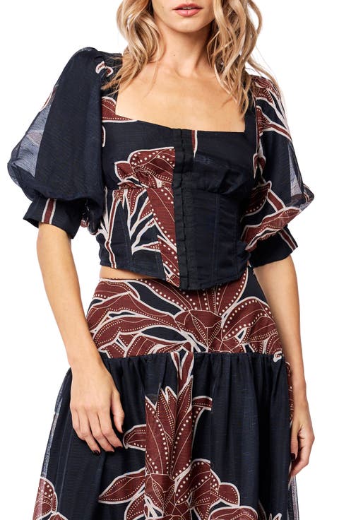 Caribla Puff Sleeve Corset Top