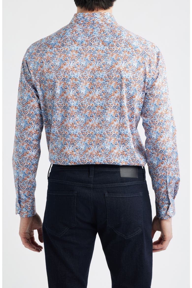 Logan Print Button-Up Shirt, Alternate, color, ORANGE/ NAVY PAISLEY