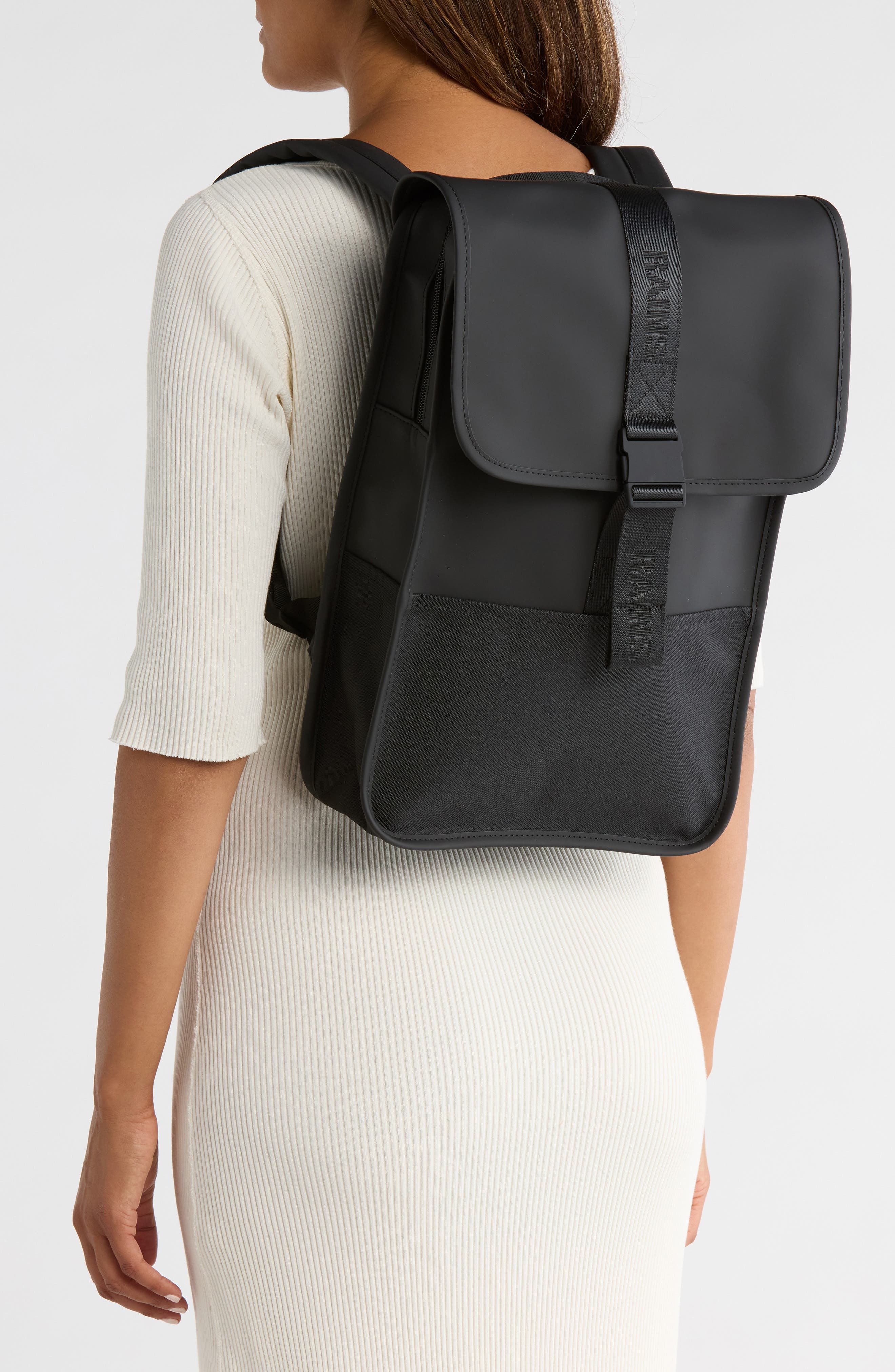 Rains Mini W3 Trail Waterproof Backpack, Alternate, color, Black