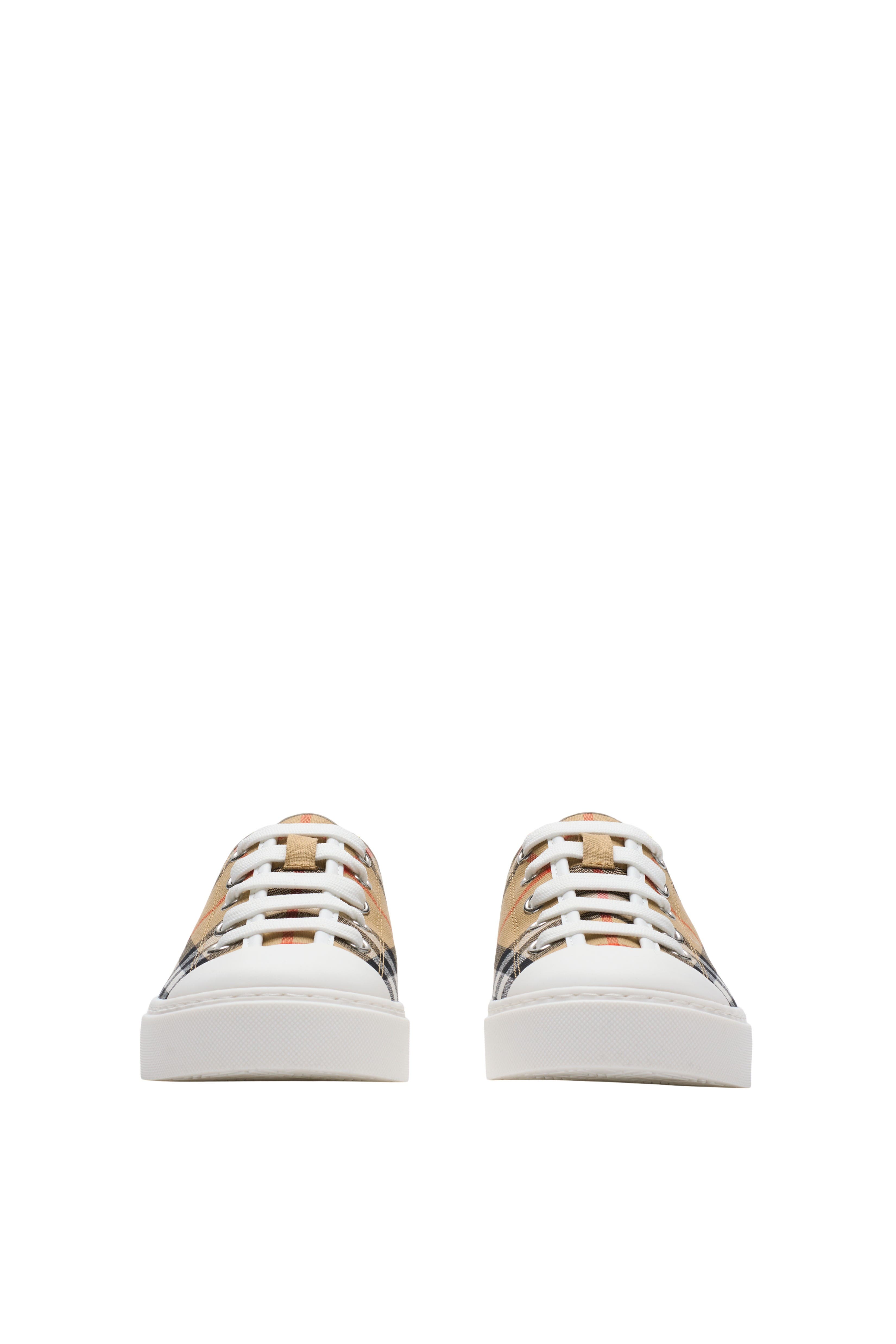 Burberry Check Cotton Sneakers, Alternate, color, Sand Beige