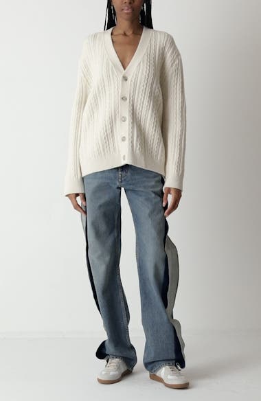 MM6 Maison Margiela Deconstructed Straight Leg Jeans | Nordstrom