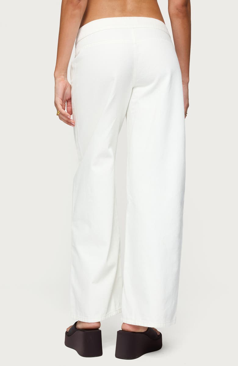 EDIKTED Buckle Tab Low Rise Wide Leg Pants, Alternate, color, White