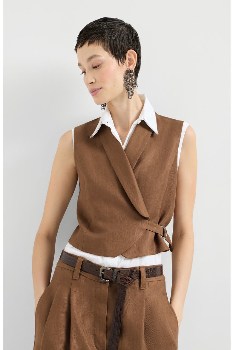 Linen diagonal vest, Alternate, color, Mou