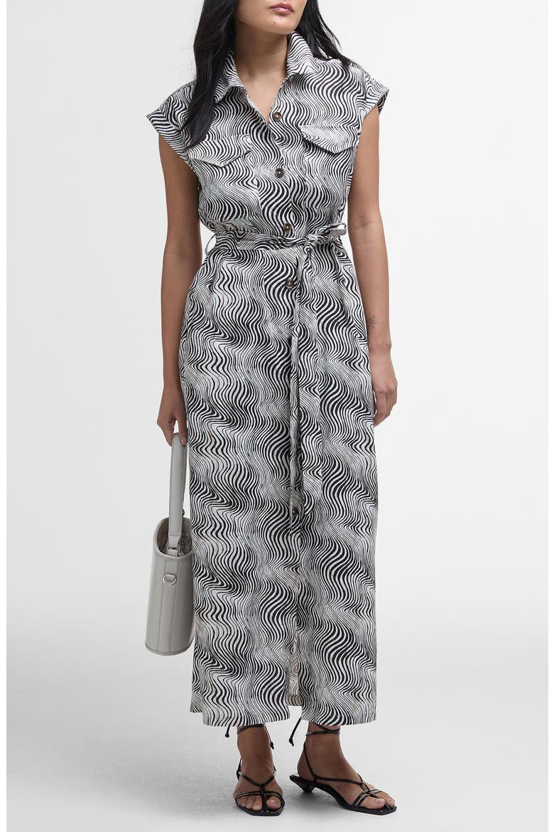 Romy Cap Sleeve Maxi Shirtdress, Main, color, MONOCHROME PRINT