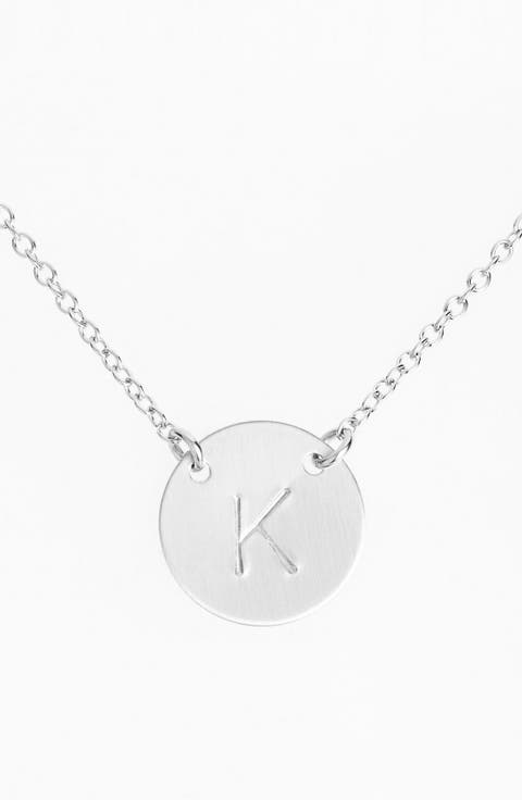 Sterling Silver Initial Disc Necklace