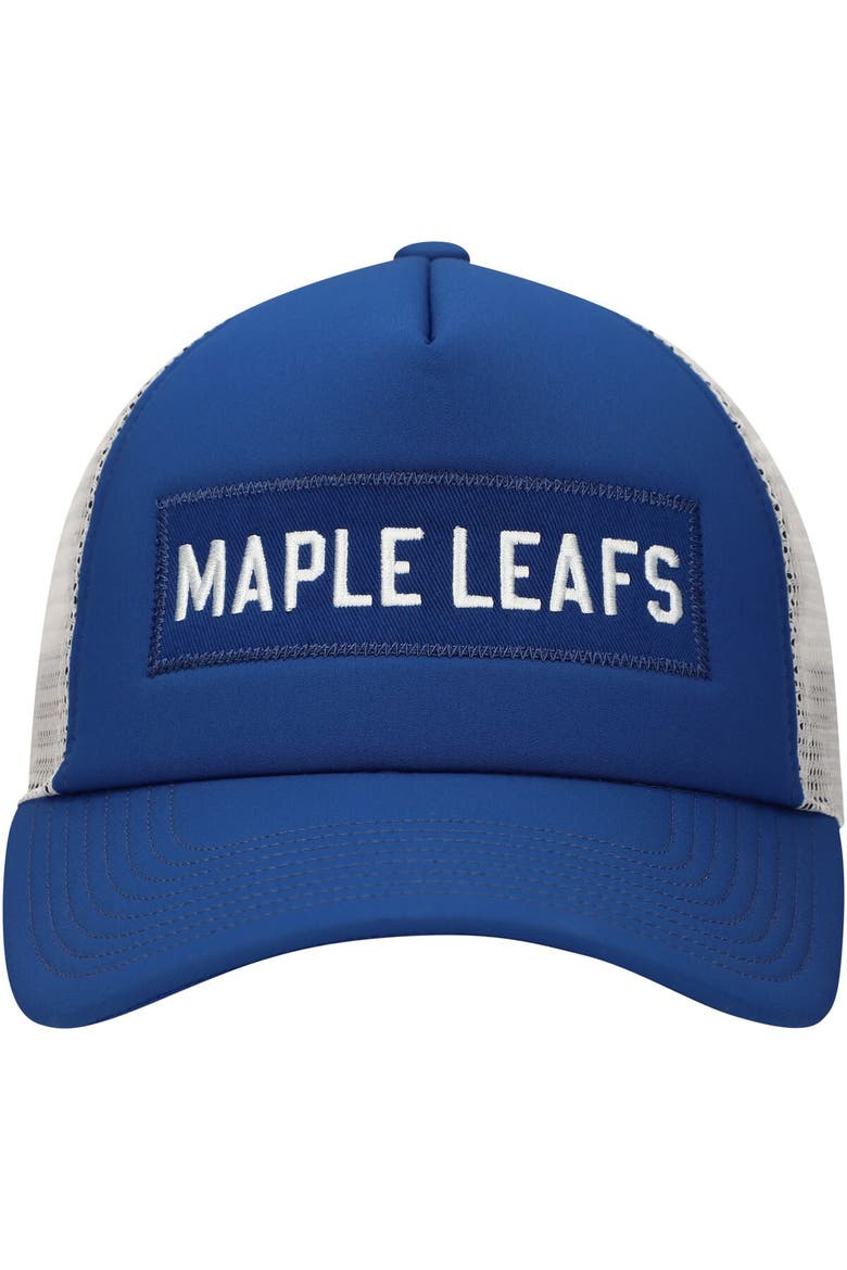 Men's adidas Blue/White Toronto Maple Leafs Team Plate Trucker Snapback Hat, Alternate, color, Blue