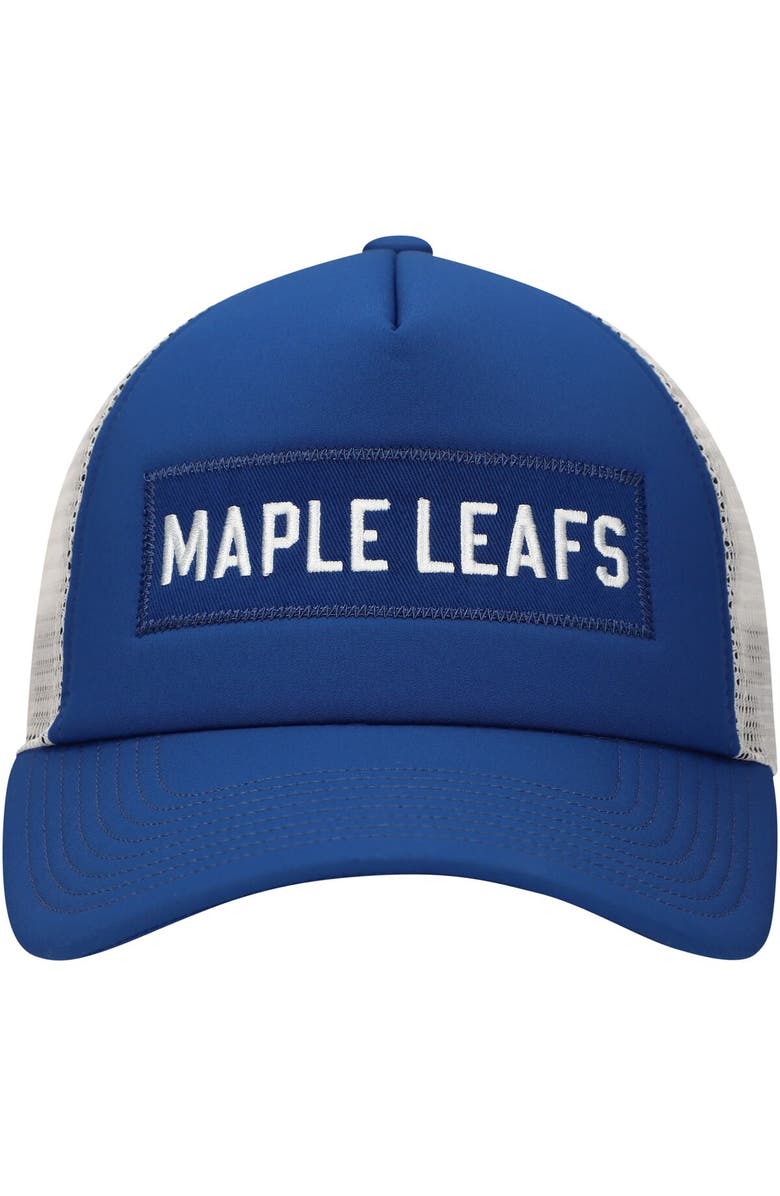 adidas Men's adidas Blue/White Toronto Maple Leafs Team Plate Trucker Snapback Hat, Alternate, color, 