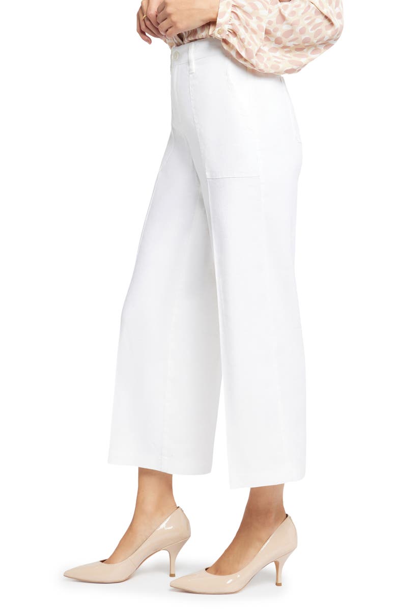 NYDJ Linen Blend Crop Wide Leg Pants, Alternate, color, Optic White
