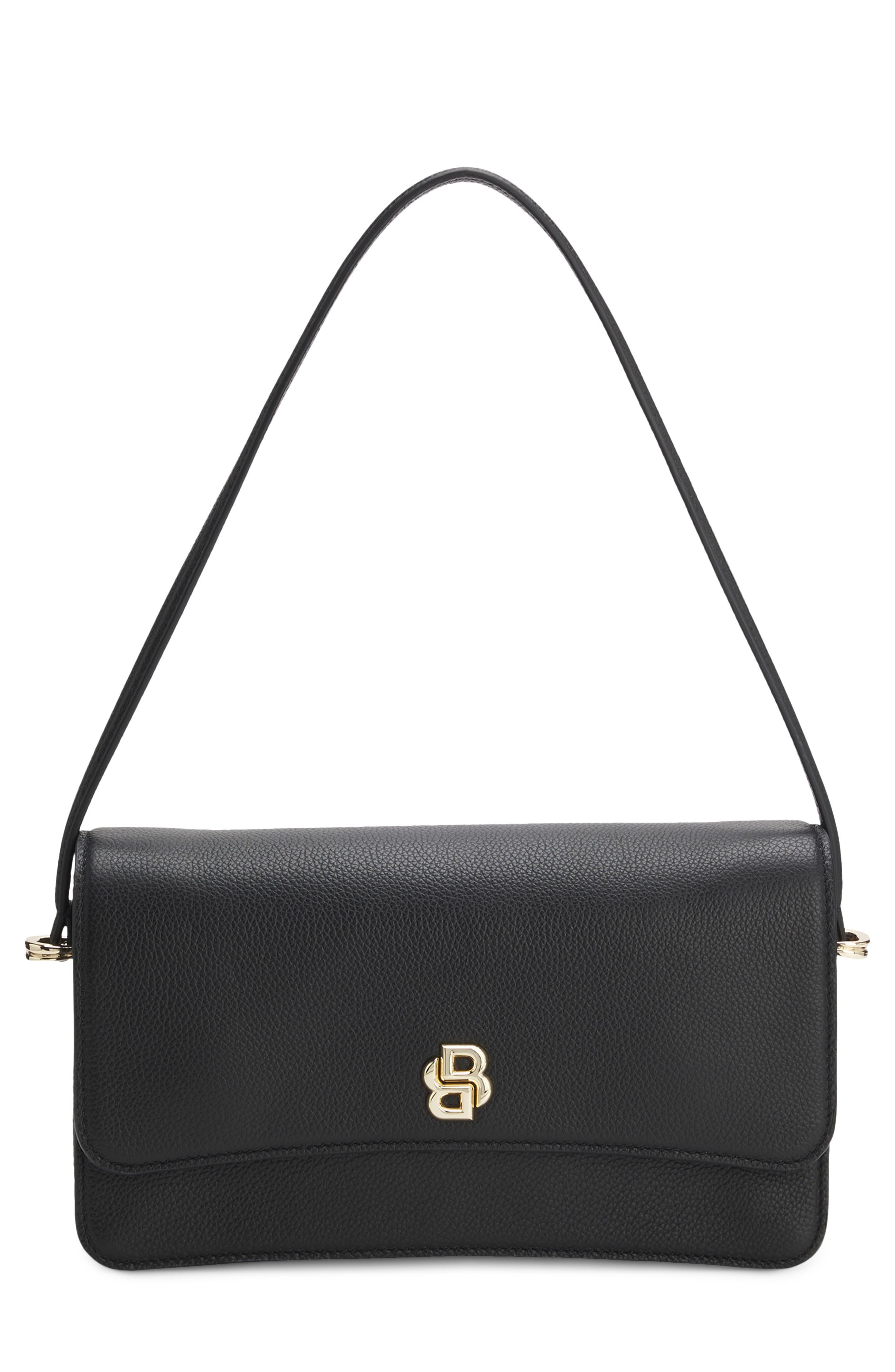 HUGO Beyond Leather Shoulder Bag, Main, color, Black