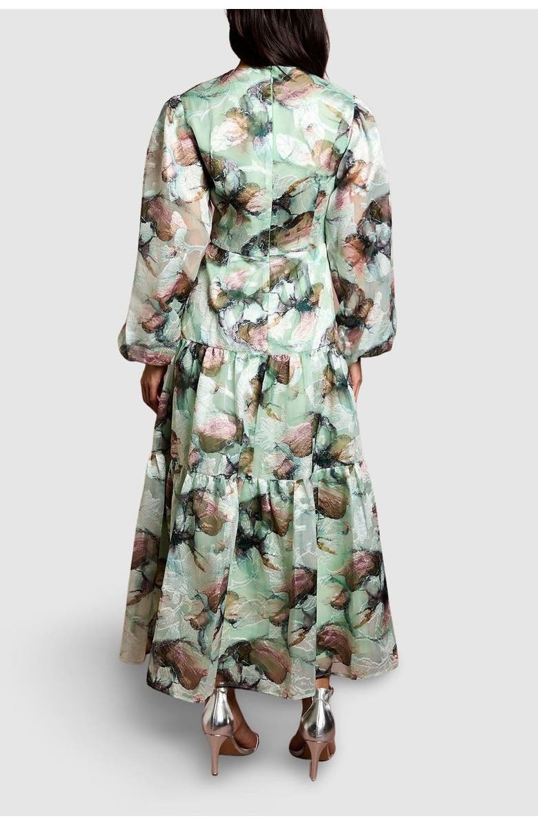 Coast Puff Sleeve Jacquard Midaxi Dress, Alternate, color, Sage