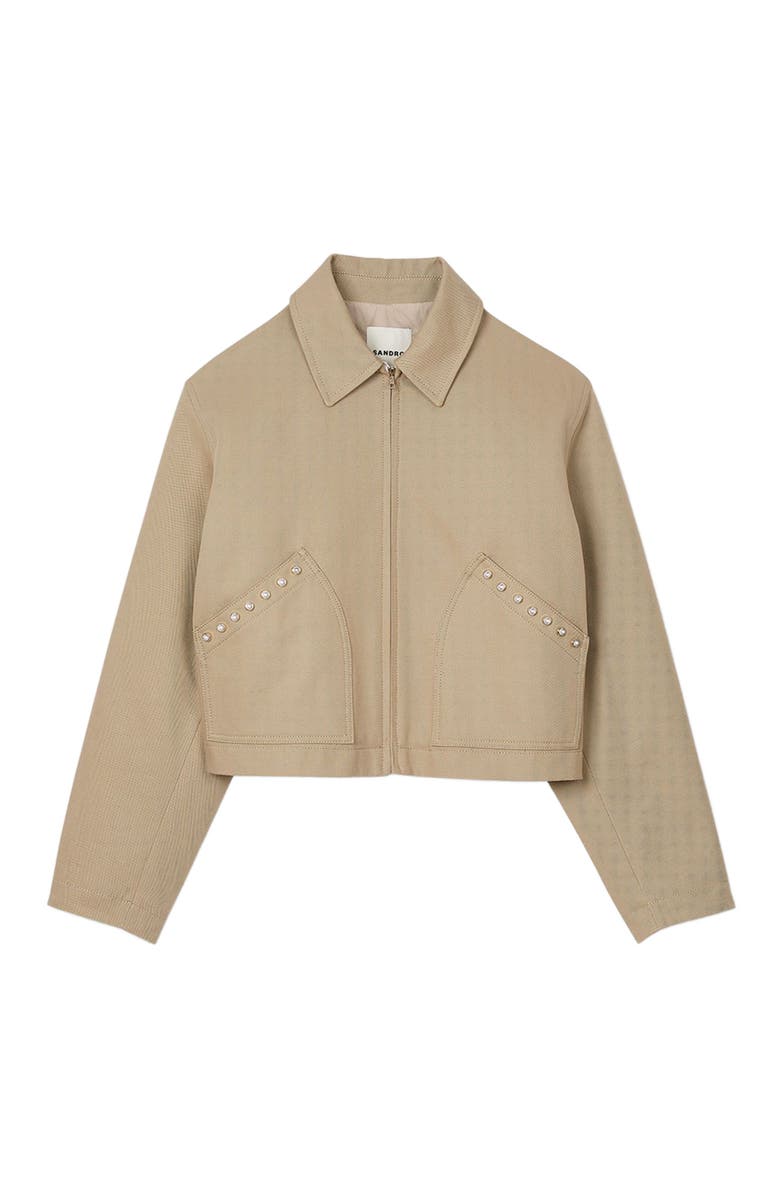 SANDRO Short jacket with rhinestone details, Alternate, color, 