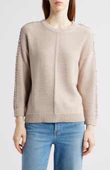 NIC+ZOE Lace Up Relaxed Sweater