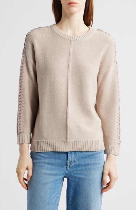 NIC+ZOE Lace Up Relaxed Sweater