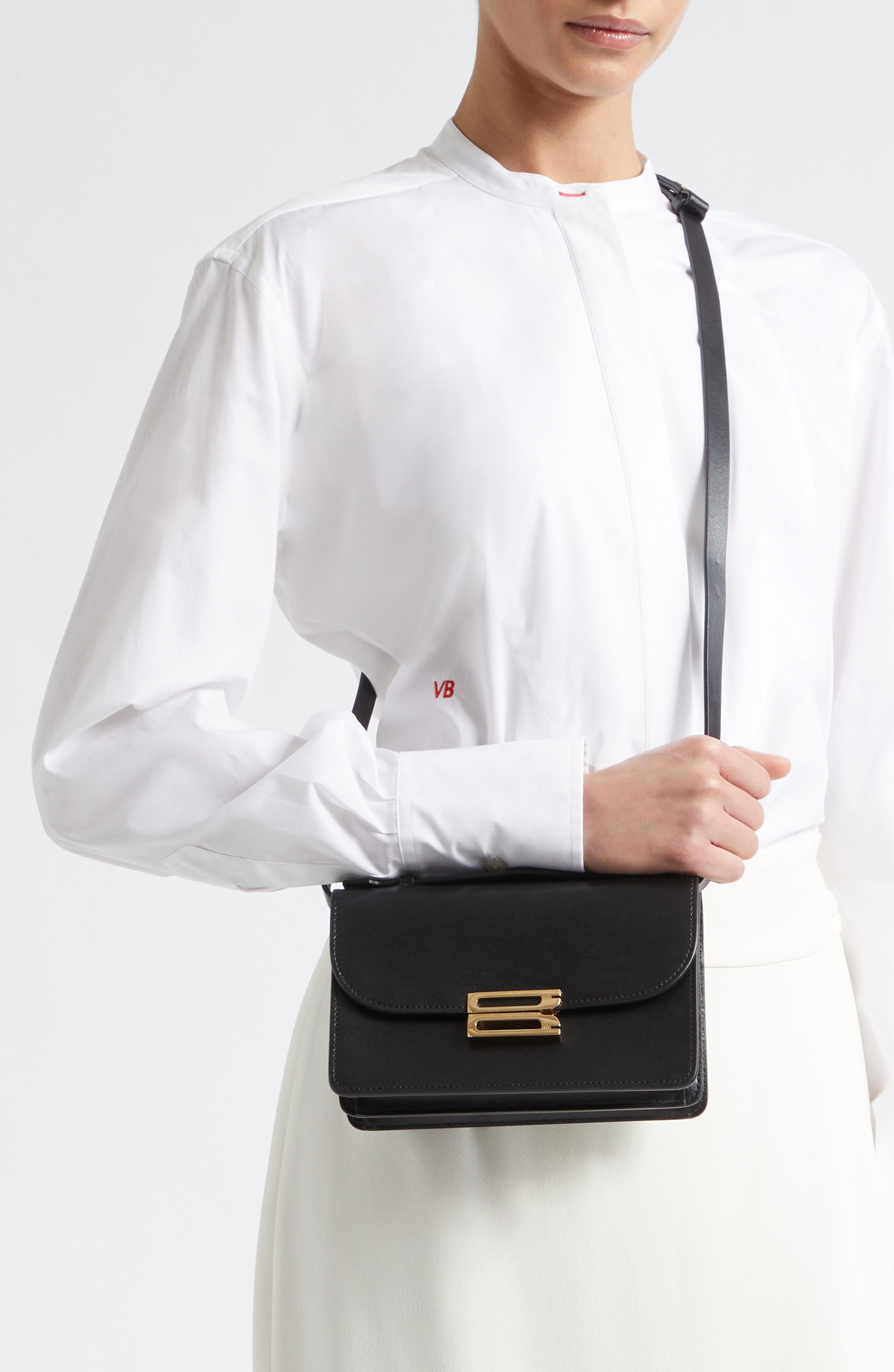 Victoria Beckham The Mini Dorian Leather Shoulder Bag, Alternate, color, Black