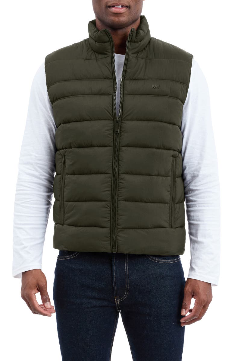 Michael Kors Glendale Water Resistant Puffer Vest, Main, color, Olive