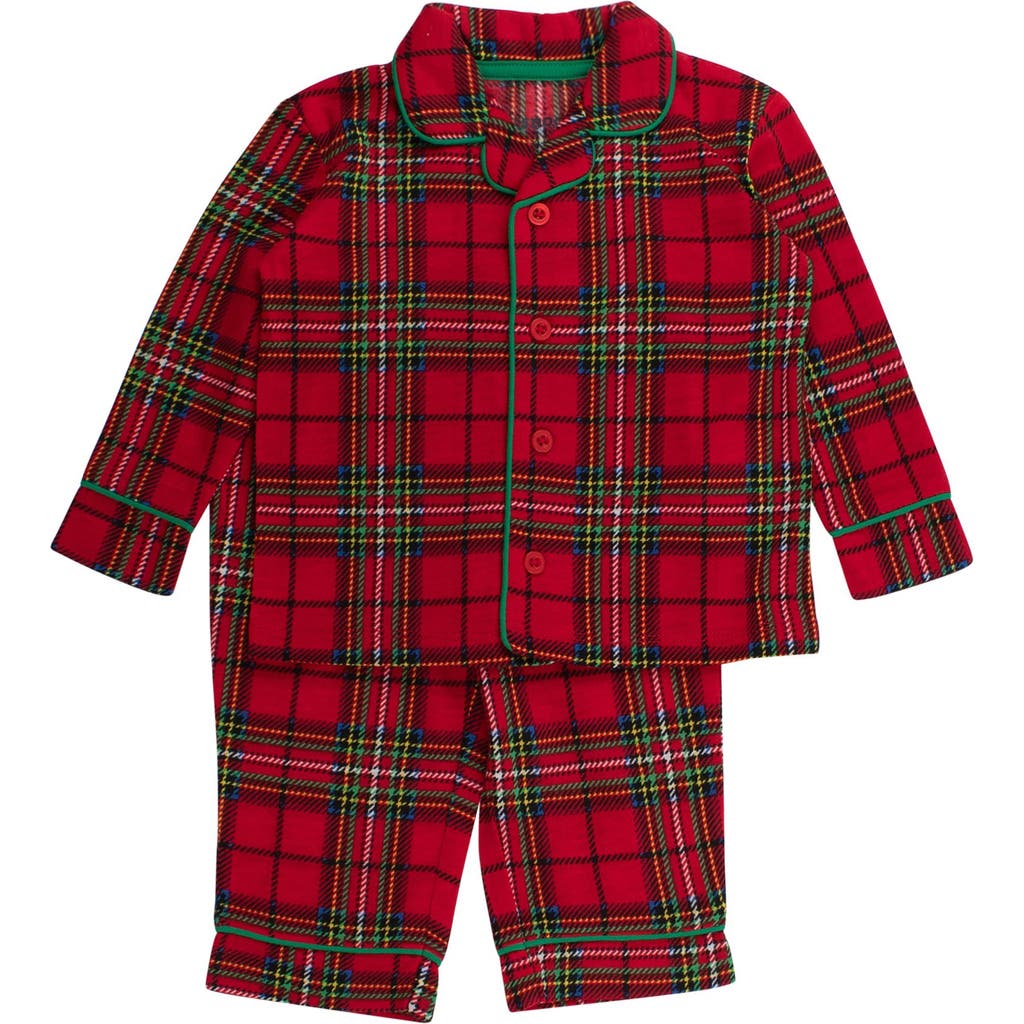 Rufflebutts Gender Inclusive Button Up Pajama Set In Red