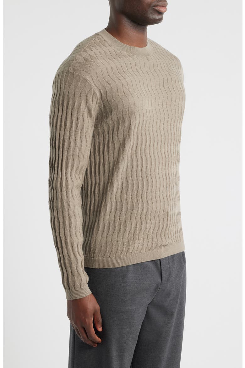 Diamond Stitch Virgin Wool Crewneck Sweater, Alternate, color, TAN