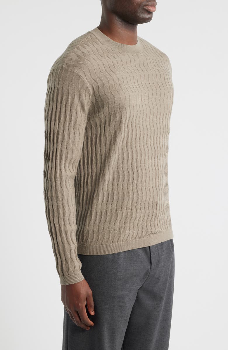 Emporio Armani Diamond Stitch Virgin Wool Crewneck Sweater, Alternate, color, Tan