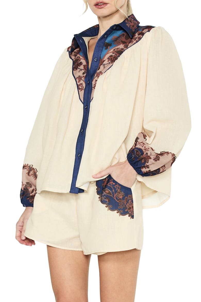 Sayla Print Button-Front Shirt, Alternate, color, CREAM MULTI