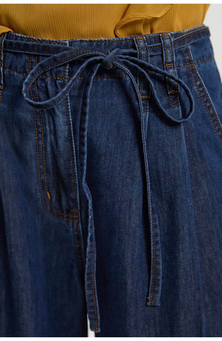 Karen Millen Denim Wide Legged Pants, Alternate, color, Mid Blue