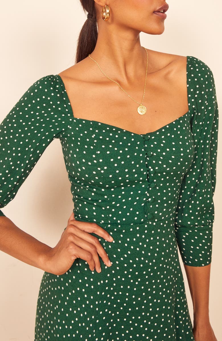 Reformation Lumiere Dot Print Button Front Minidress, Alternate, color, 