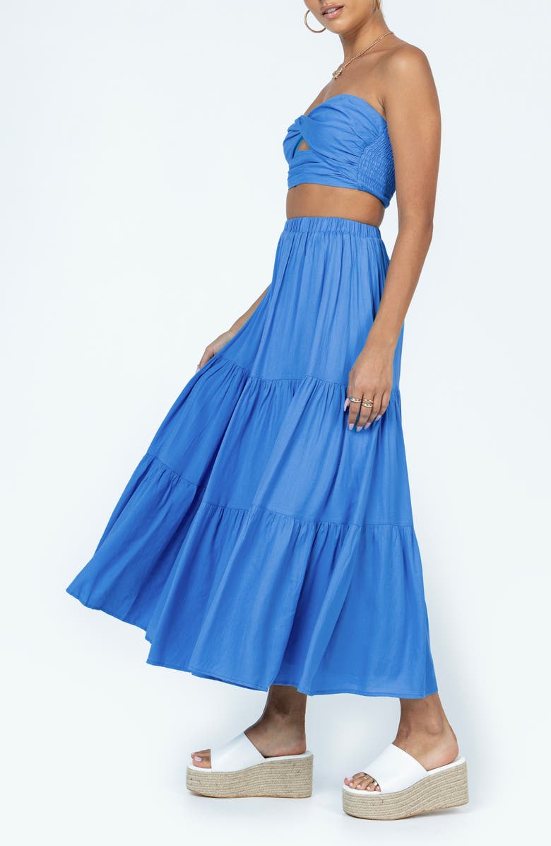 Princess Polly Allie Strapless Crop Top & Maxi Skirt Set, Alternate, color, Blue