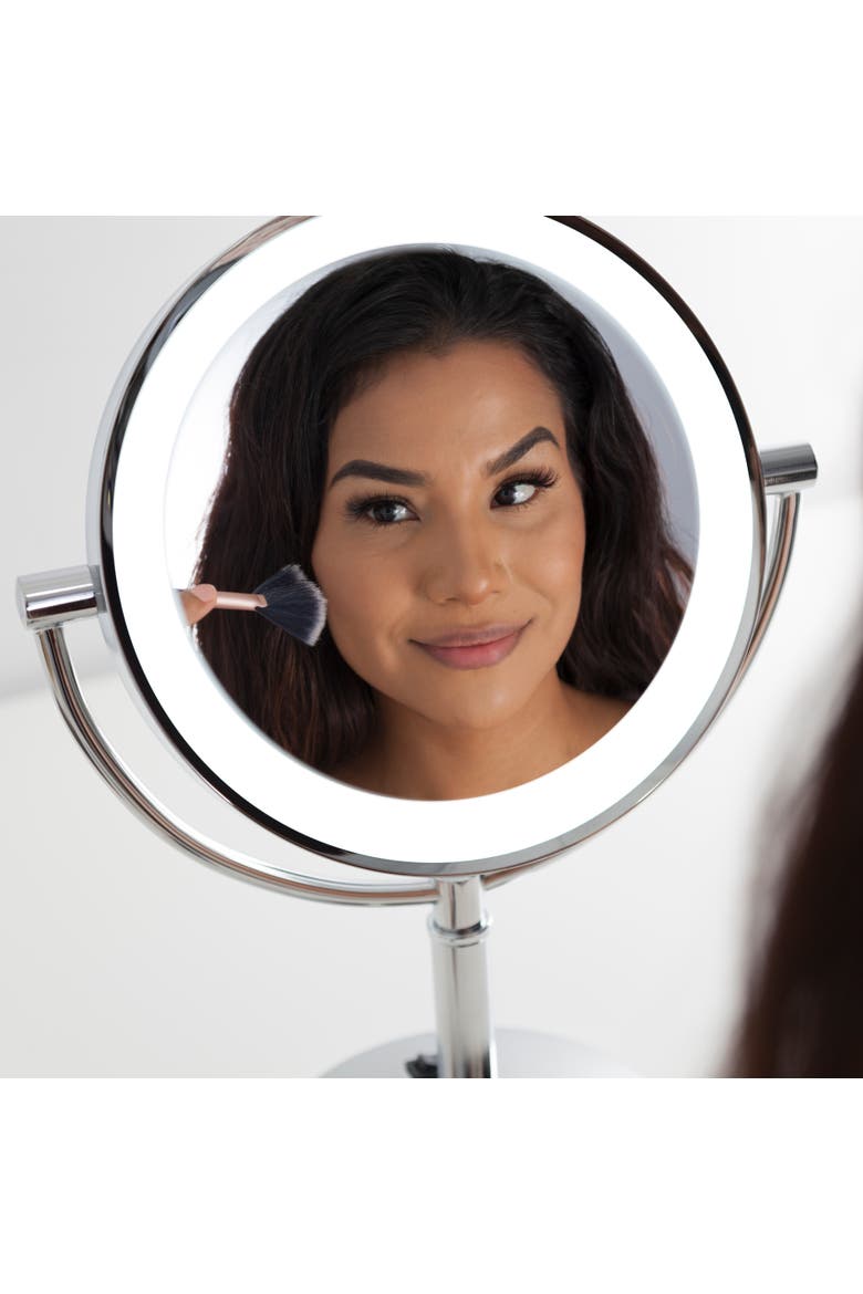 Laguna Lighted Makeup Mirror with 10X/1X Magnifications, Alternate, color, Chrome