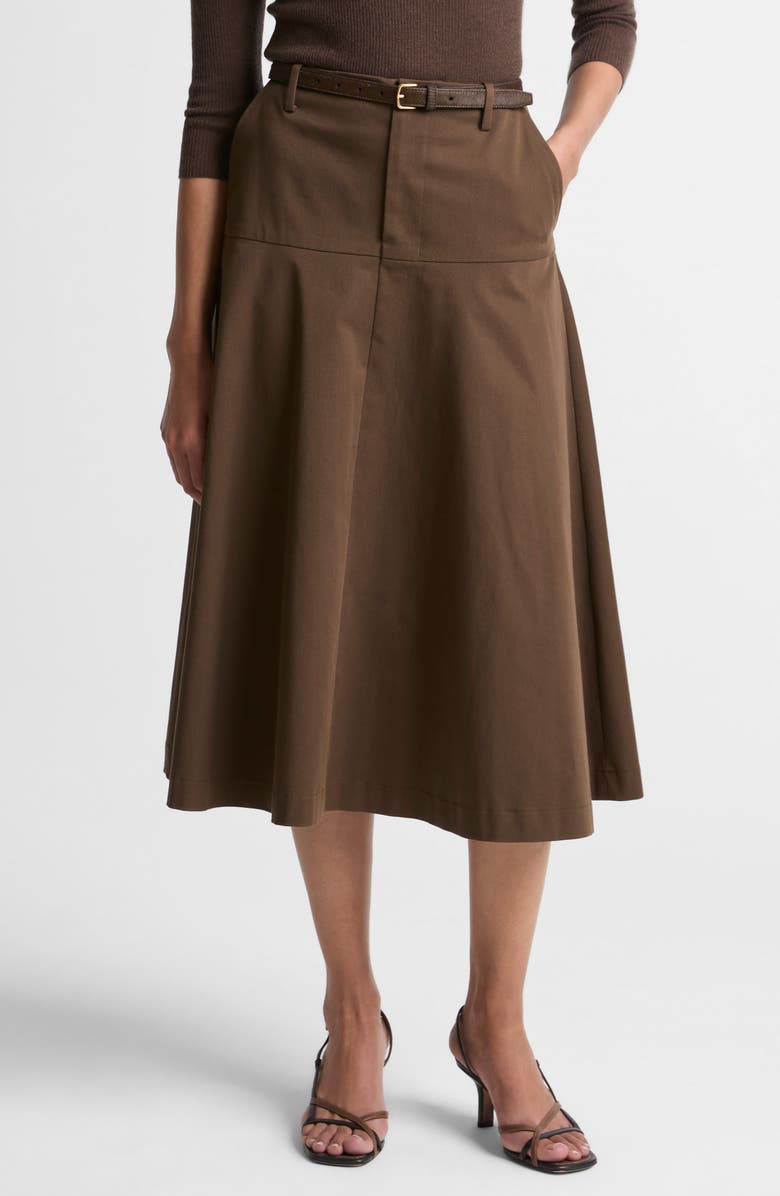 Vince Utility Flare Midi Skirt, Main, color, Willow