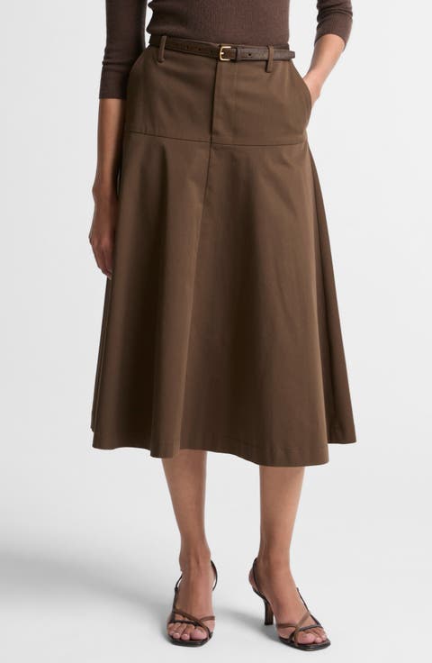 Utility Flare Midi Skirt