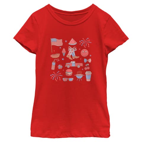 Girls' American Fourth Of July Icons Graphic Short Sleeve T-shirt