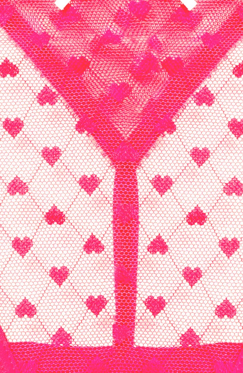 Skarlett Blue Heart Breaker Lace G-String Thong, Alternate, color, Neon Fuchsia