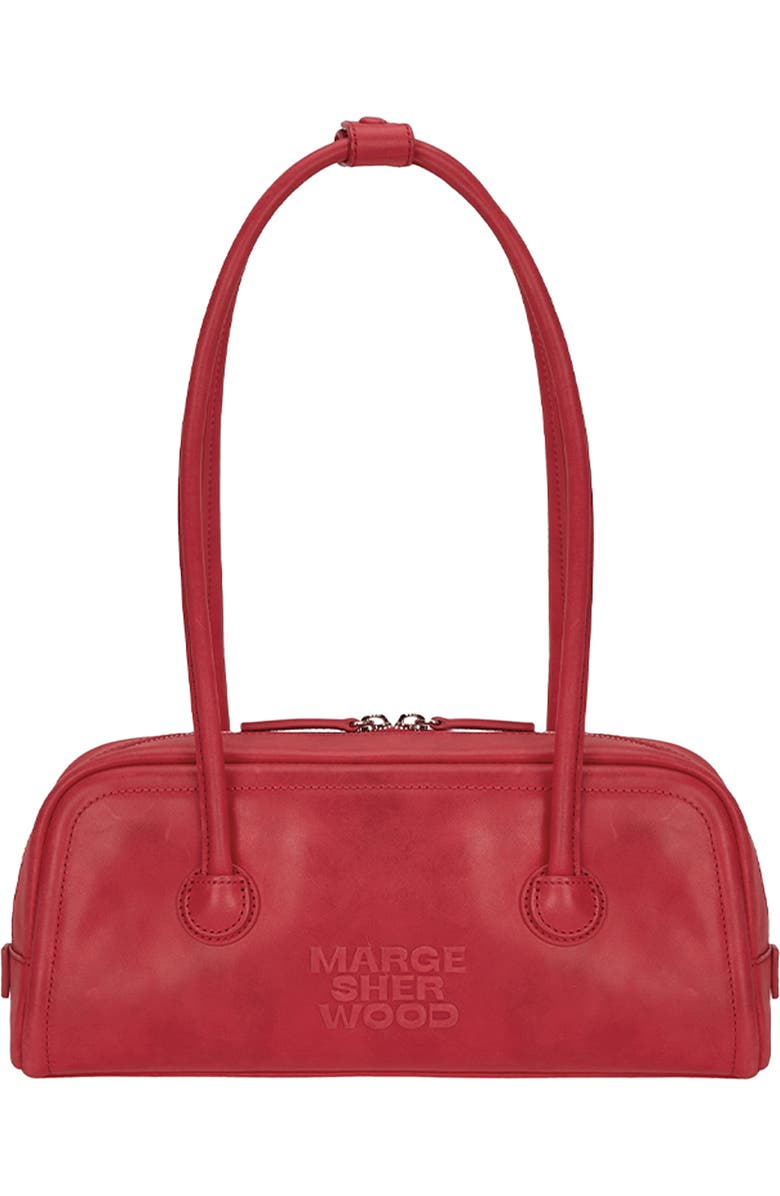 MARGESHERWOOD Baguette Leather Shoulder Bag, Main, color, Apple Red Pull-Up