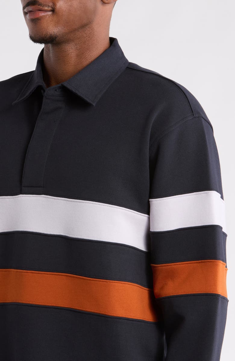 Wax London Rowhill Organic Cotton Rugby Shirt, Alternate, color, Navy Stripe