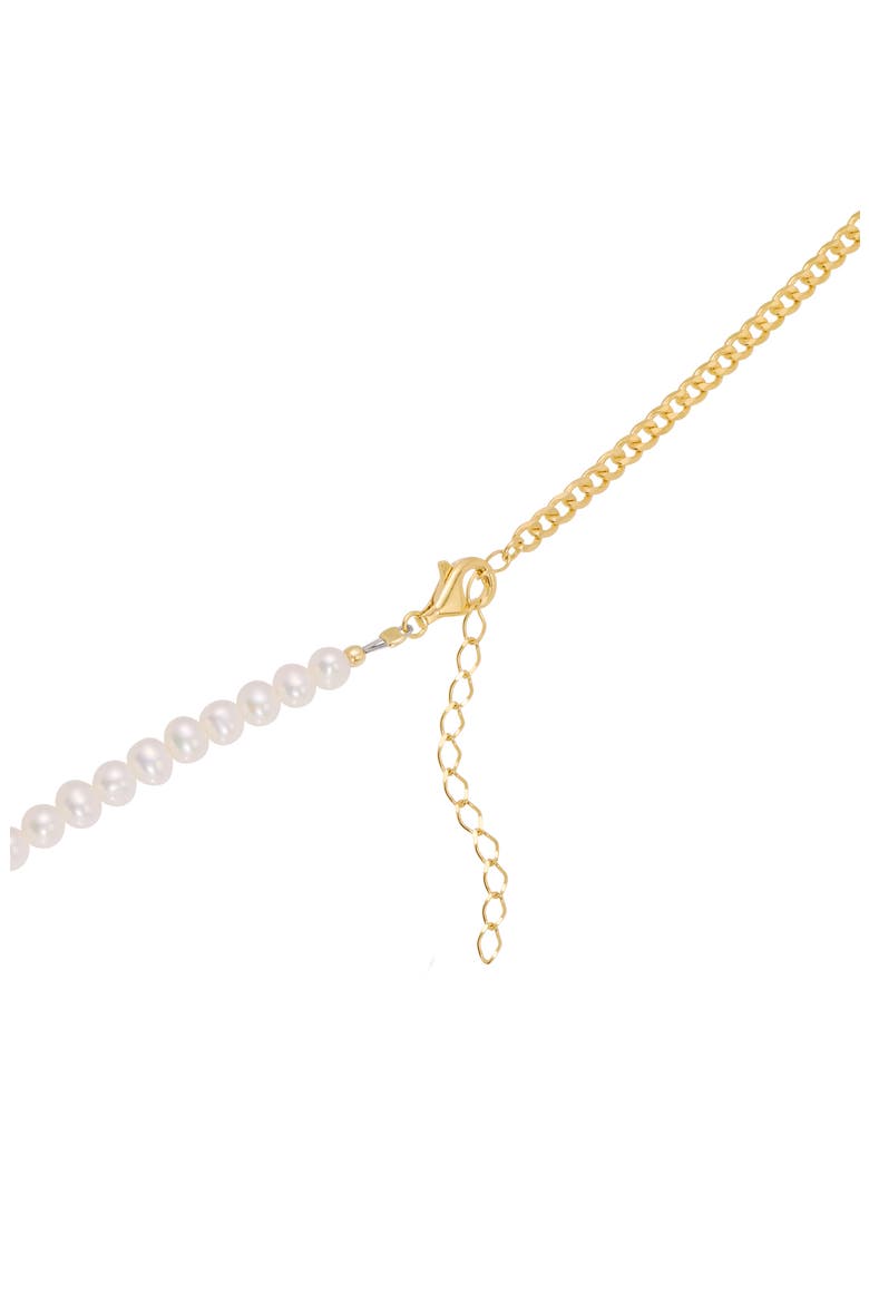 Genuine Freshwater Pearl & Curb Link Initial Pendant Necklace, Alternate, color, GOLD