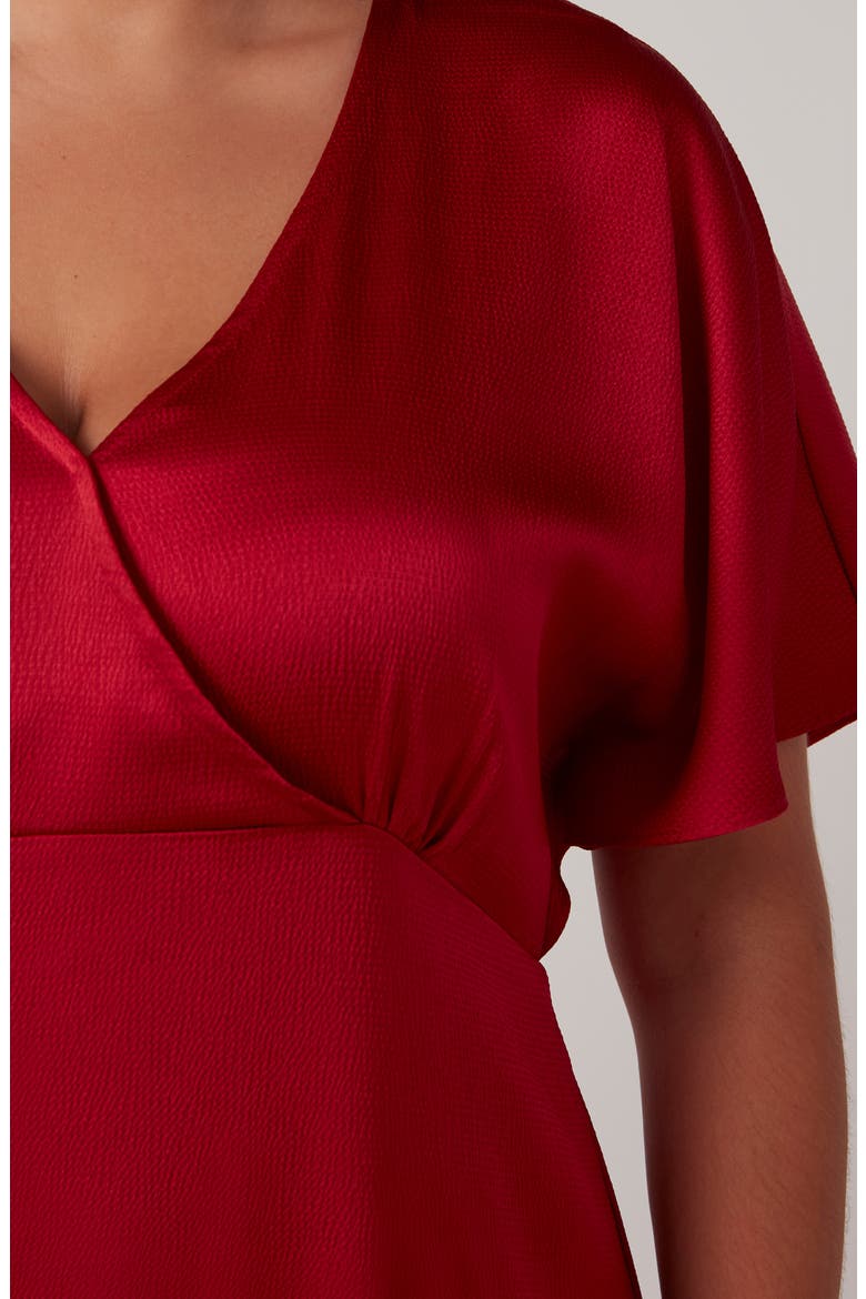 Artemis Flutter Sleeve Midi Dress, Alternate, color, CRIMSON