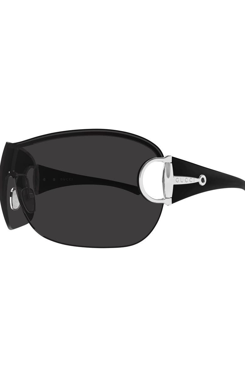 Gucci 99mm Polarized Shield Sunglasses, Alternate, color, Silver