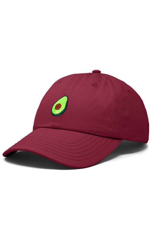Dalix Avocado Embroidered Food Hat In Maroon